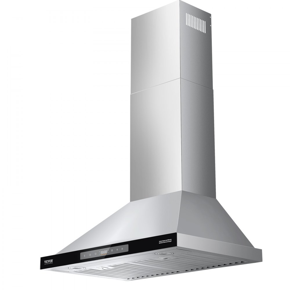 VEVOR Wall Mount Range Hood, 30 inch Chimney-Style Ceiling Mount Vent, 800 CFM Stainless Steel Kitchen Stove Hood with Gesture & Touch Control, LED Light, Baffle Filters, Ducted/Ductless Convertible