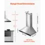 VEVOR Wall Mount Range Hood, 30 inch Chimney-Style Ceiling Mount Vent, 800 CFM Stainless Steel Kitchen Stove Hood with Gesture & Touch Control, LED Light, Baffle Filters, Ducted/Ductless Convertible