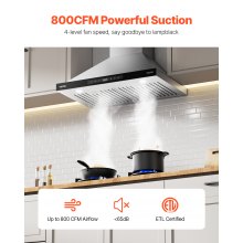 VEVOR 30" Wall Mount Range Hood Ceiling Mount Vent 800CFM Gesture & Touch Control