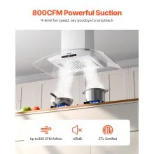 VEVOR 30" Range Hood Ceiling Mount Vent 800CFM Gesture & Touch Control