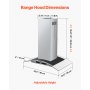 VEVOR Wall Mount Range Hood, 36 inch Chimney-Style Ceiling Mount Vent, 800 CFM Stainless Steel Kitchen Stove Hood with Gesture & Touch Control, LED Light, Baffle Filters, Ducted/Ductless Convertible