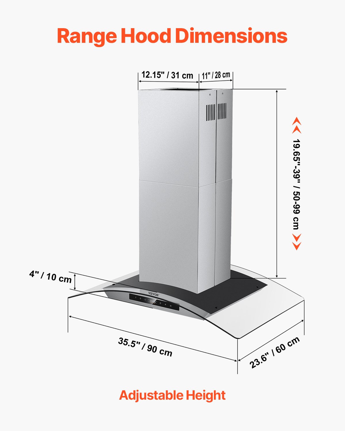 VEVOR Wall Mount Range Hood, 36 inch Chimney-Style Ceiling Mount Vent, 800 CFM Stainless Steel Kitchen Stove Hood with Gesture & Touch Control, LED Light, Baffle Filters, Ducted/Ductless Convertible