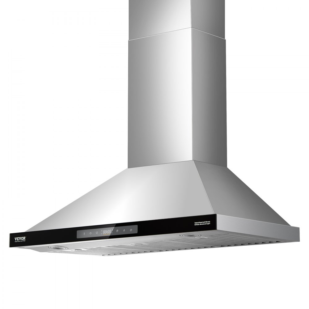 VEVOR Wall Mount Range Hood, 36 inch Chimney-Style Ceiling Mount Vent, 800 CFM Stainless Steel Kitchen Stove Hood with Gesture & Touch Control, LED Light, Baffle Filters, Ducted/Ductless Convertible