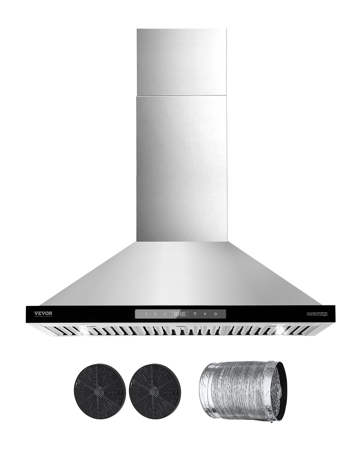 VEVOR Wall Mount Range Hood, 36 inch Chimney-Style Ceiling Mount Vent, 800 CFM Stainless Steel Kitchen Stove Hood with Gesture & Touch Control, LED Light, Baffle Filters, Ducted/Ductless Convertible