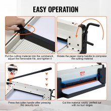 VEVOR Heavy Duty Paper Cutter, 17" Industrial Commercial Guillotine Paper Cutter for A3 Paper, 400 Sheet Capacity, Solid Steel Construction, Stack Paper Trimmer for Office Home School Shop, White