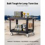VEVOR 2-shelf Utility Cart 550 lbs 37 x 25.4-inch Service Cart with Wheels