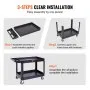 VEVOR Utility Service Cart, 2 Shelf 249.5 kg Heavy Duty Plastic Rolling Utility Cart with 360° Swivel Wheels (2 with Brakes), Large Lipped Shelf, Ergonomic Storage Handle for Warehouse/Garage/Cleaning