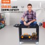 VEVOR Utility Service Cart, 2 hyllyä 550 LBS Heavy Duty Muovinen rullaava hyötykärry, jossa 360° kääntyvät pyörät, keskitasoinen hylly, ergonominen säilytyskahva varastoon/autotalliin/siivoukseen/toimistoon