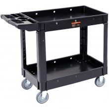 VEVOR Utility Service Cart, 2 Shelf 550LBS Heavy Duty Plastic Rolling Utility Cart με περιστρεφόμενους τροχούς 360°, ράφι μεσαίου χείλους, εργονομική λαβή αποθήκευσης για αποθήκη/Γκαράζ/Καθαρισμό/Γραφείο
