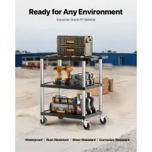 3-shelf Utility Cart 300 lbs 27.6 x 18.1-inch Service Cart with Wheels