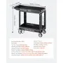 VEVOR Utility Cart, 550 lbs Load Capacity, 31.3 x 17.7-inch Service Cart, Two-Shelf Heavy Duty Plastic Utility Cart with 360° Swivel Wheels (2 with Brakes), Suitable for Warehouse, Garage, Cleaning