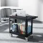 VEVOR Utility Cart, 550 lbs Load Capacity, 31.3 x 17.7-inch Service Cart, Two-Shelf Heavy Duty Plastic Utility Cart with 360° Swivel Wheels (2 with Brakes), Suitable for Warehouse, Garage, Cleaning
