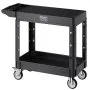 VEVOR Utility Cart, 550 lbs Load Capacity, 31.3 x 17.7-inch Service Cart, Two-Shelf Heavy Duty Plastic Utility Cart with 360° Swivel Wheels (2 with Brakes), Suitable for Warehouse, Garage, Cleaning