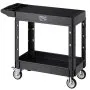 VEVOR Utility Cart, 550 lbs Load Capacity, 31.3 x 17.7-inch Service Cart, Two-Shelf Heavy Duty Plastic Utility Cart with 360° Swivel Wheels (2 with Brakes), Suitable for Warehouse, Garage, Cleaning