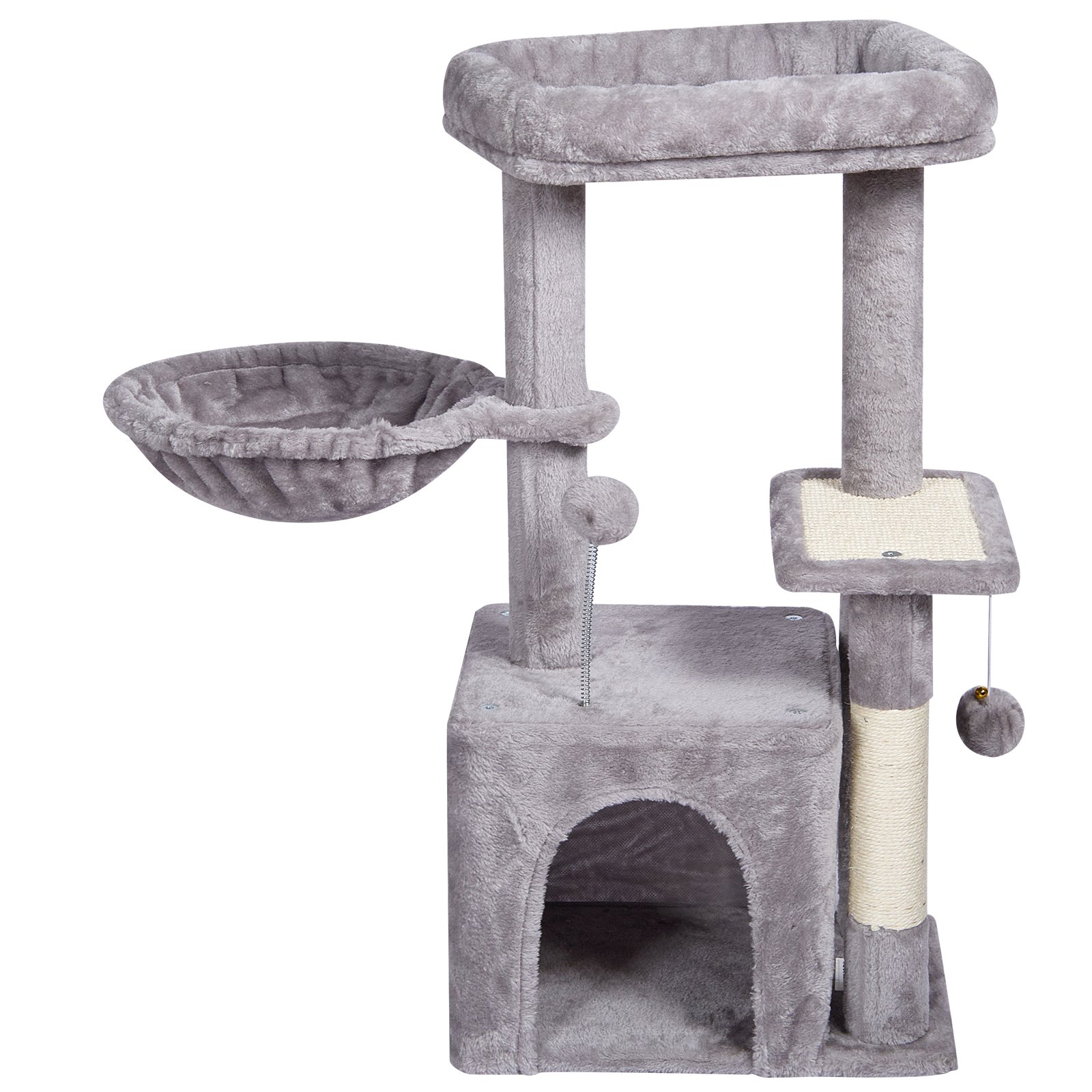 VEVOR Cat Tree 31.4" Cat Tower with Cat Condo Sisal Scratching Post Light Grey