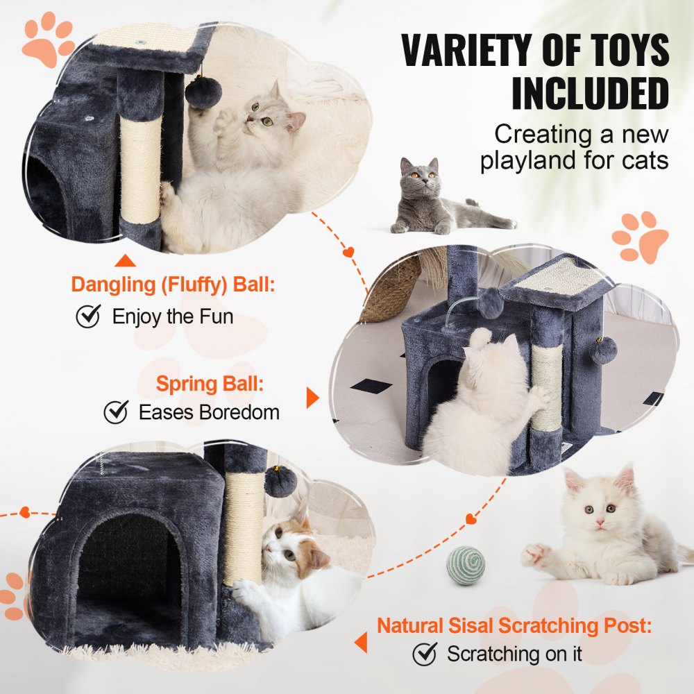 Árbol para gatos VEVOR de 31,4" con poste rascador de sisal y condominio para gatos, color gris oscuro