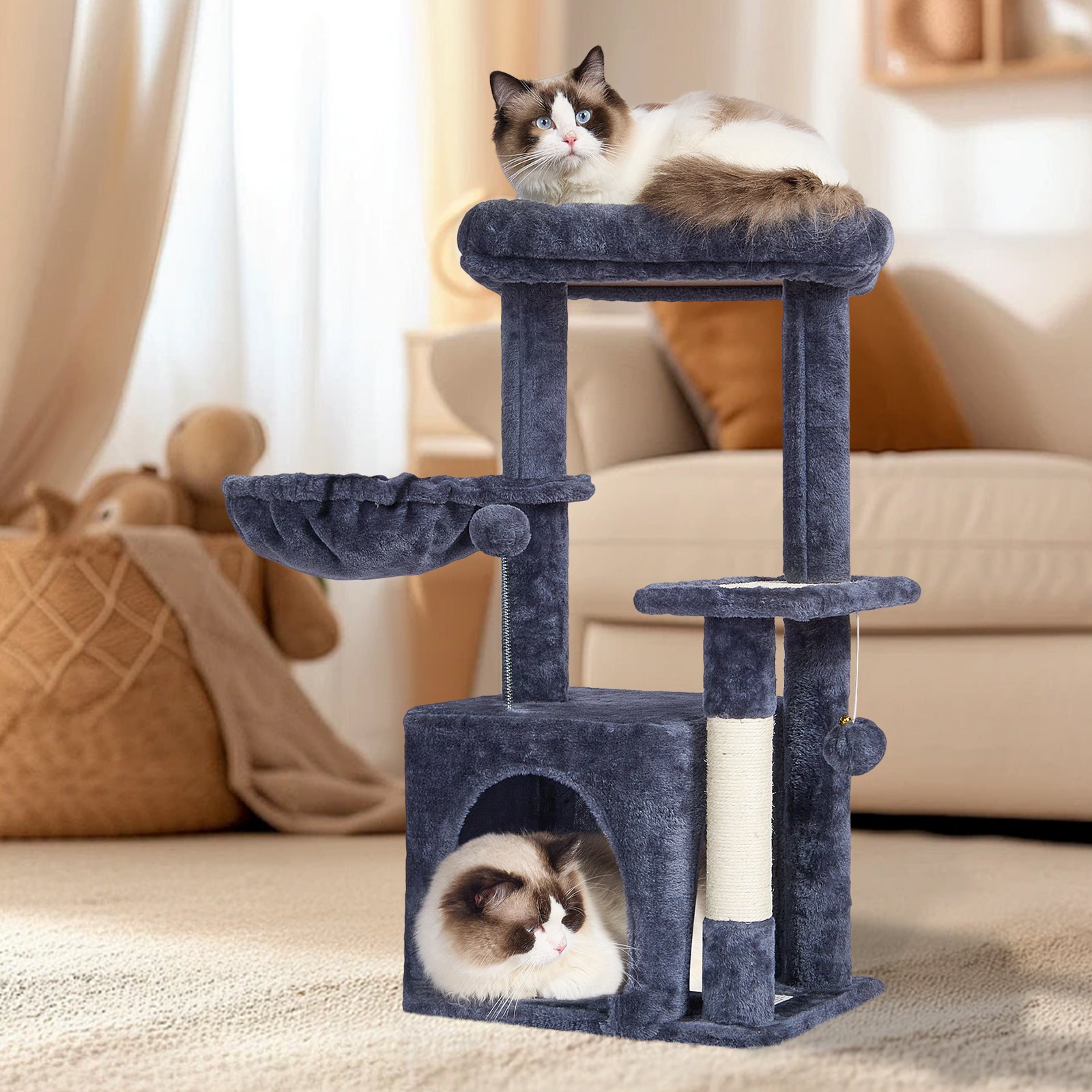 Árbol para gatos VEVOR de 31,4" con poste rascador de sisal y condominio para gatos, color gris oscuro