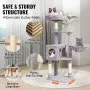VEVOR Cat Tree 114.8 cm Cat Tower with Cat Condo Sisal Scratching Post Light Grey