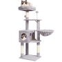 Árbol para gatos VEVOR para interiores, torre de 115 cm con condominio, poste rascador de sisal, hamaca, percha superior, plataformas de salto, casa grande con bola colgante, centro de actividades para gatos, gris claro