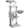 Árbol para gatos VEVOR para interiores, torre de 115 cm con condominio, poste rascador de sisal, hamaca, percha superior, plataformas de salto, casa grande con bola colgante, centro de actividades para gatos, gris claro