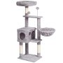 Árbol para gatos VEVOR para interiores, torre de 115 cm con condominio, poste rascador de sisal, hamaca, percha superior, plataformas de salto, casa grande con bola colgante, centro de actividades para gatos, gris claro