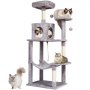 VEVOR Cat Tree 56.2" Cat Tower with Cat Condo Sisal Scratching Post Light Grey