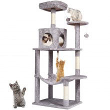 Arbre à chat VEVOR 56,2" Tour à chat avec griffoir en sisal Gris clair