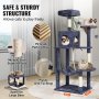 VEVOR Cat Tree for Indoor Cats, 56.2" Cat Tower with Cat Condo, Sisal Scratching Post, Hammock, Top Perch, Jumping Platforms, Large Cat House with Hang Ball, Cat Furniture Activity Center, Dark Grey
