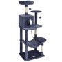 VEVOR Cat Tree for Indoor Cats, 56.2" Cat Tower with Cat Condo, Sisal Scratching Post, Hammock, Top Perch, Jumping Platforms, Large Cat House with Hang Ball, Cat Furniture Activity Center, Dark Grey
