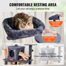 VEVOR Cat Tree 56.2" Cat Tower with Cat Condo Sisal Scratching Post Dark Grey