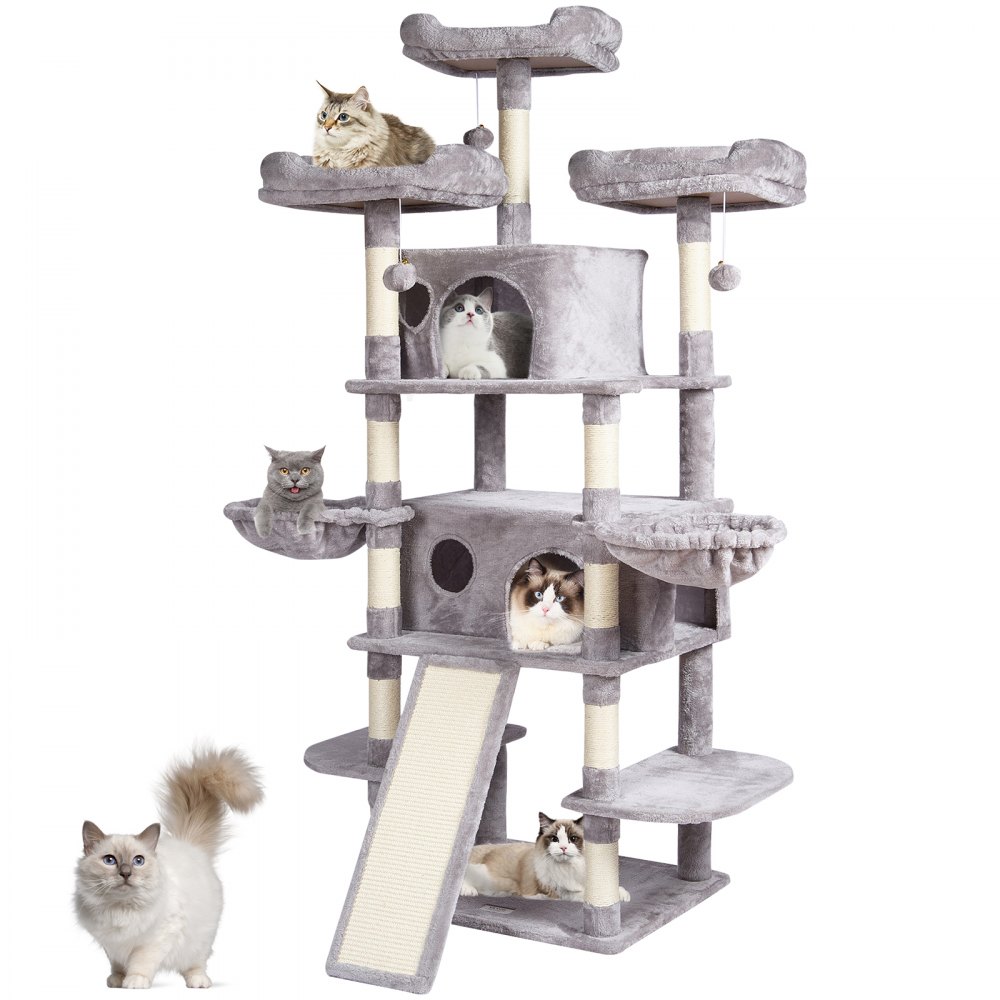 VEVOR Cat Tree 174 cm Cat Tower for Indoor Cats with Cat Condos Scratching Post