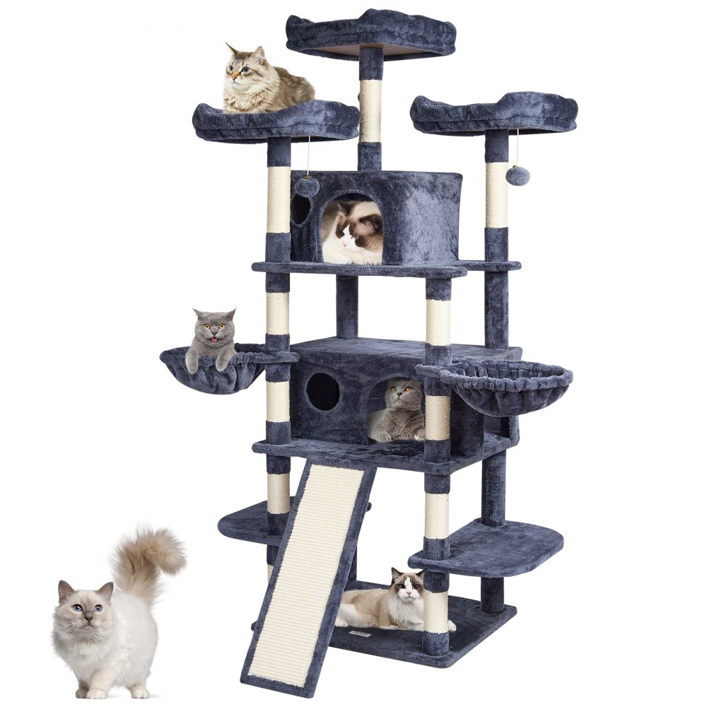 VEVOR Cat Tree 68,5" Cat Tower for Indoor Cats with Cat Condos Scratching Post