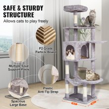 VEVOR Cat Tree 60,6" Cat Tower med Cat Condo Sisal skrapstolpe ljusgrå