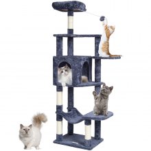 VEVOR Cat Tree 60,6" Cat Tower med Cat Condo Sisal kradsestolpe mørkegrå