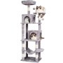 VEVOR Cat Tree for Indoor Cats, 63" Cat Tower with 2 Cat Condos, Sisal Scratching Post, Hammock, Top Perch, Jumping Platforms, Large Cat Furniture Activity Center with Hang Ball, Light Grey