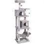 VEVOR Cat Tree for Indoor Cats, 63" Cat Tower with 2 Cat Condos, Sisal Scratching Post, Hammock, Top Perch, Jumping Platforms, Large Cat Furniture Activity Center with Hang Ball, Light Grey