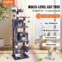 VEVOR Cat Tree 160 cm Cat Tower with 2 Cat Condos Scratching Post Light Grey