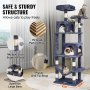 VEVOR Cat Tree 160 cm Cat Tower with 2 Cat Condos Scratching Post Light Grey