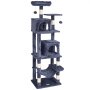 Árbol para gatos VEVOR para interiores, torre de 160 cm con 2 compartimentos, poste rascador de sisal, hamaca, percha superior, plataformas de salto, centro de actividades grande con bola colgante, gris oscuro