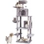 VEVOR Cat Tree 68,5" kočičí věž se sisalovým škrabadlem pro kočky světle šedá