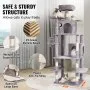 VEVOR Cat Tree for Indoor Cats, 68.5" Cat Tower with 2 Cat Condos, Sisal Scratching Post, Hammock, Top Perch, Jumping Platforms, Large Cat Furniture Activity Center with Hang Ball, Light Grey