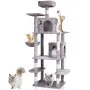 VEVOR Cat Tree for Indoor Cats, 68.5" Cat Tower with 2 Cat Condos, Sisal Scratching Post, Hammock, Top Perch, Jumping Platforms, Large Cat Furniture Activity Center with Hang Ball, Light Grey