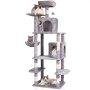 VEVOR Cat Tree for Indoor Cats, 68.5" Cat Tower with 2 Cat Condos, Sisal Scratching Post, Hammock, Top Perch, Jumping Platforms, Large Cat Furniture Activity Center with Hang Ball, Light Grey