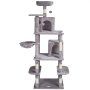VEVOR Cat Tree for Indoor Cats, 68.5" Cat Tower with 2 Cat Condos, Sisal Scratching Post, Hammock, Top Perch, Jumping Platforms, Large Cat Furniture Activity Center with Hang Ball, Light Grey