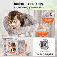 VEVOR Cat Tree 68,5" Torre para gatos com arranhadores de sisal e condomínios para gatos Cinza claro