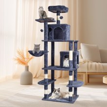 VEVOR Cat Tree 68.5" Cat Tower with Cat Condos Sisal Scratching Post Dark Grey