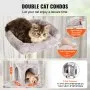 VEVOR Cat Tree 182.9 cm Cat Tower with 2 Cat Condos Sisal Scratching Post Light Grey