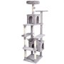 Árbol para gatos VEVOR para interiores, torre de 183 cm con 2 compartimentos, poste rascador de sisal, hamaca, percha superior, plataformas de salto, centro de actividades grande con bola colgante, gris claro