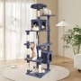 VEVOR Cat Tree for Indoor Cats, 72" Cat Tower with 2 Cat Condos, Sisal Scratching Post, Hammock, Top Perch, Jumping Platforms, Large Cat Furniture Activity Center with Hang Ball, Dark Grey
