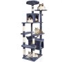 VEVOR Cat Tree for Indoor Cats, 72" Cat Tower with 2 Cat Condos, Sisal Scratching Post, Hammock, Top Perch, Jumping Platforms, Large Cat Furniture Activity Center with Hang Ball, Dark Grey